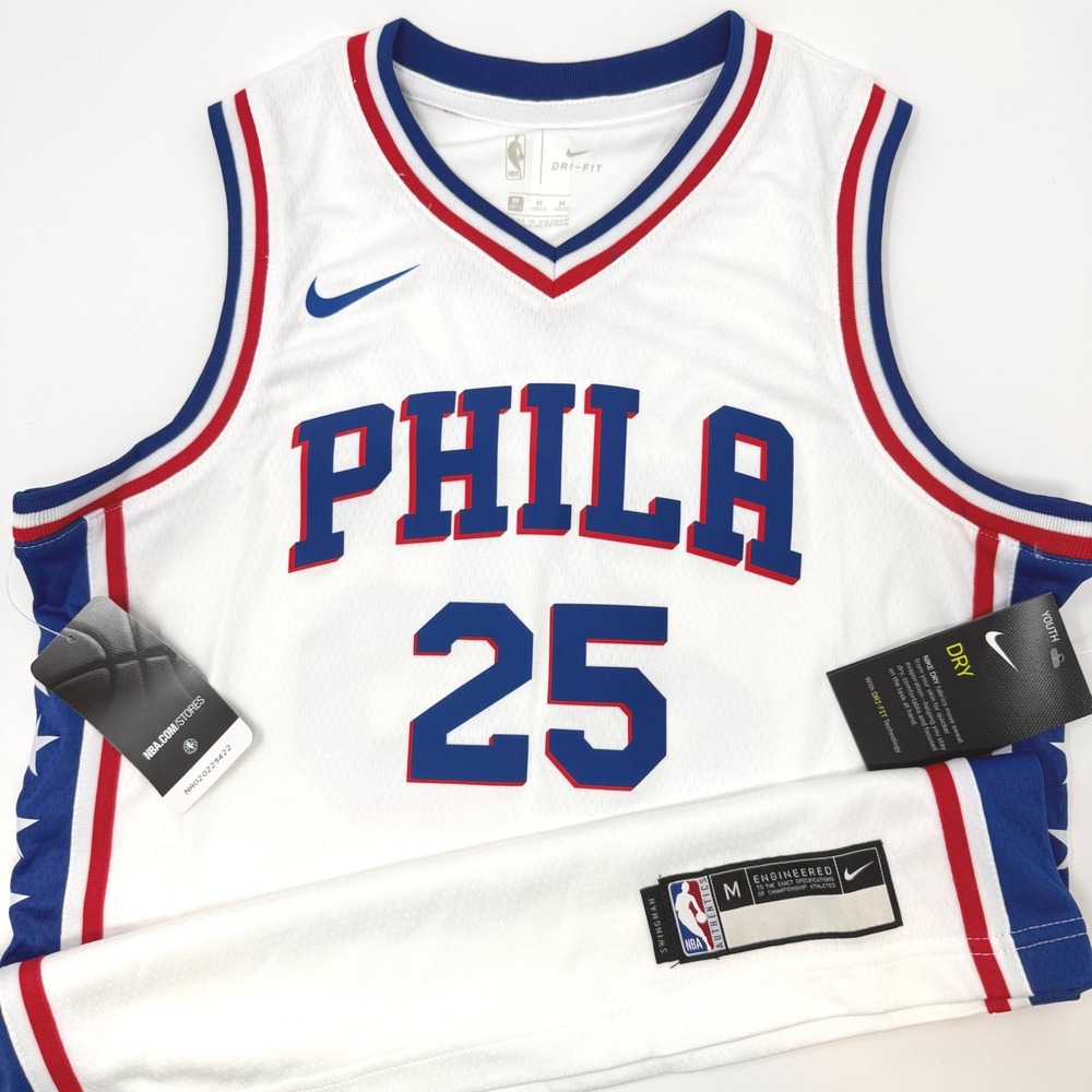 Nike Philadelphia 76ers Ben Simmons 25 Youth Medium Jersey 9Z2B7BZ1P-76RBS NEW